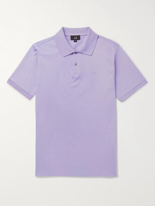 Dunhill Logo-Embroidered Cotton-Pique Polo Shirt - Men - Purple - XXL