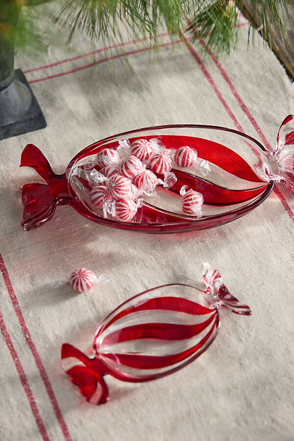 Striped Glass Candy Dish
