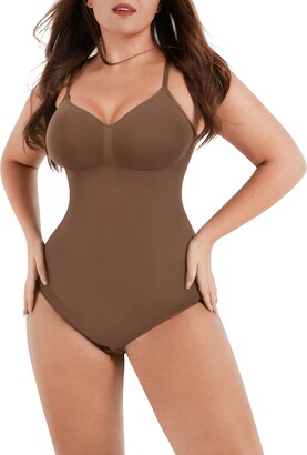 SHAPERX Bodysuit for Women Tummy Control Shapewear Seamless Body Shaper Low  Back Thong Adjustable Strap