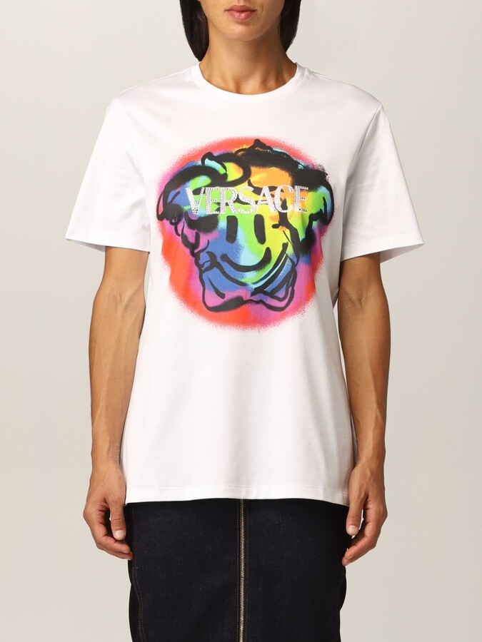 Versace cotton T-shirt featuring Medusa Smiley and logo - ShopStyle
