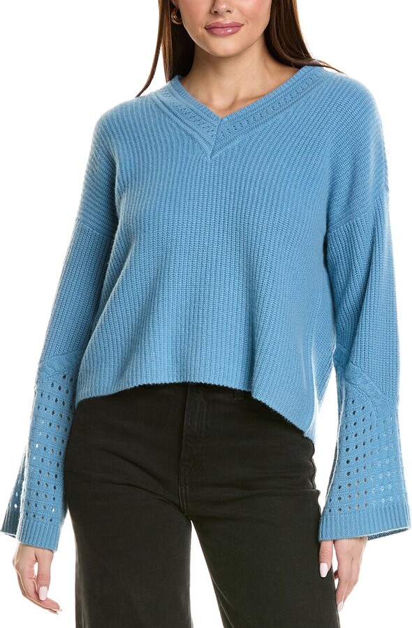Design History Pointelle Sleeve Cashmere Sweater