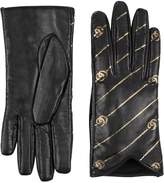 Thumbnail for your product : Gucci Leather gloves with Double G stripe print