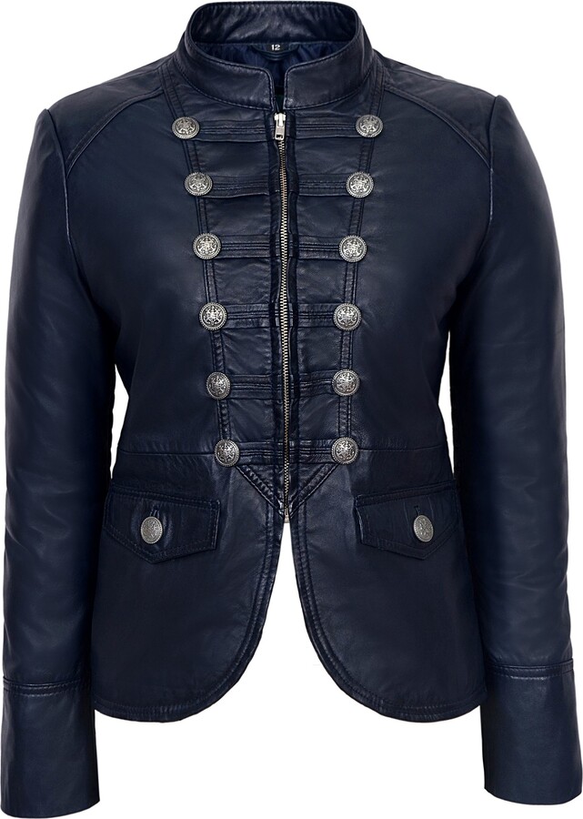 BRANDSLOCK Ladies Womens 100% Real Leather Biker Jacket Black Fitted Bikers  Style Vintage Rock (S - ShopStyle