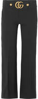Thumbnail for your product : Gucci Embellished Crepe Flared Pants - Black