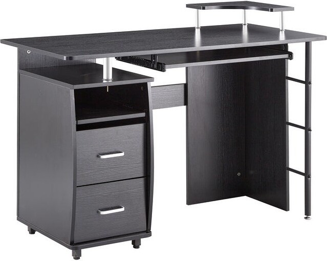 wlvos Office table solid wood computer desk with PC droller storage