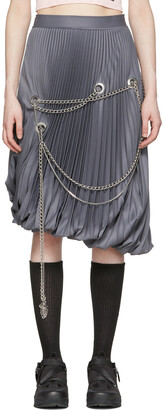 we11done Grey Wool & Polyester Midi Skirt