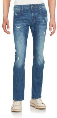 G Star Distressed Slim-Straight Jeans