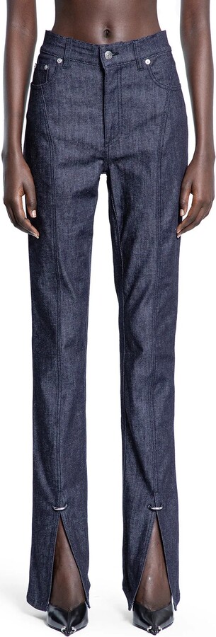 Thierry Mugler Pierced Raw Denim Skinny Jeans