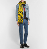 Thumbnail for your product : Vetements Reebok Free Hugs Fringed Intarsia-Knit Scarf