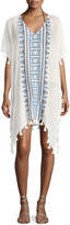 Thumbnail for your product : Seafolly V-Neck Embroidered Jacquard Kaftan Coverup W/ Tassels, One Size