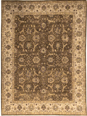Bokara Rug Co. Inc. Hand-Knotted High-Quality Brown and Ivory Area Rug