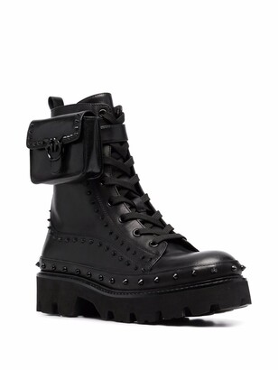 Pinko Pouch-Detail Studded Combat Boots
