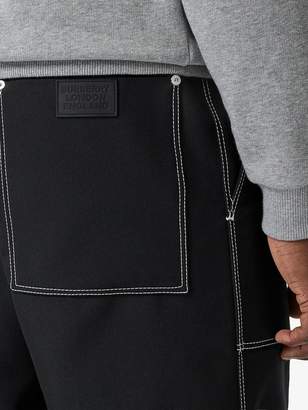 Burberry Topstitch Detail Wool Blend Wide-leg Trousers