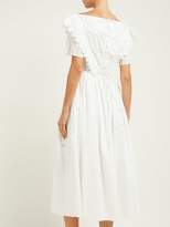 Thumbnail for your product : Horror Vacui Flabella Scalloped-edge Cotton Dress - Womens - White