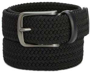 Perry Ellis Men's Webbed Leather-Trim Belt