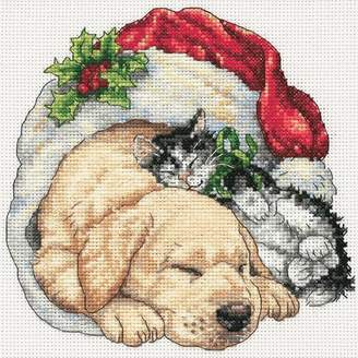 Dimensions Petite Counted Cross-Stitch Kit - Christmas Morning Pets