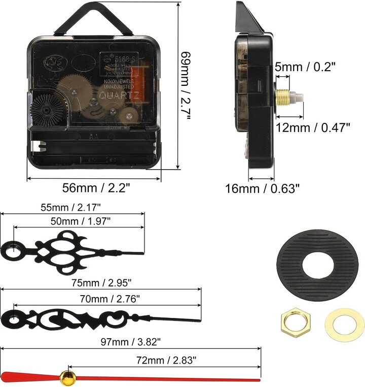 Unique Bargains Clock Mechanism Replacement, 2Set Quartz Clock