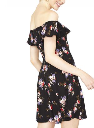 Miss Selfridge Black Floral Bardot Dress