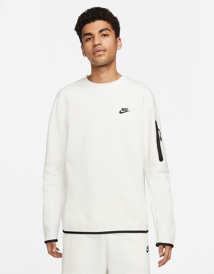 Nike Tech Fleece crewneck sweatshirt in off white - ShopStyle