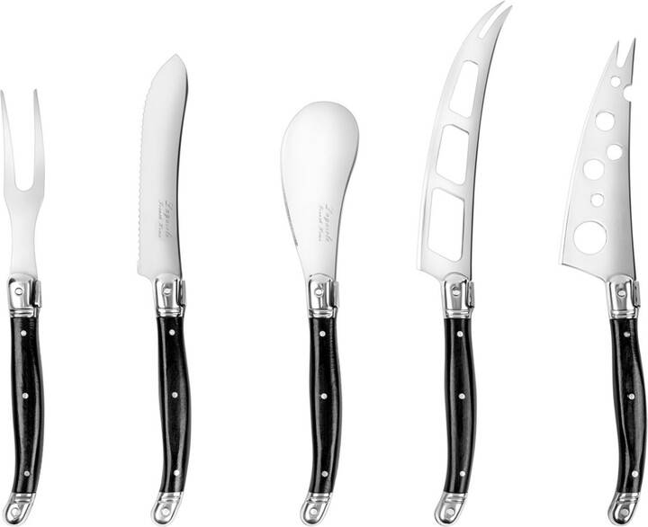 French Home Laguiole 5-Piece Artisan Cheese Knife Set with Pakkawood Handles