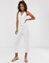 Thumbnail for your product : Missguided Tall linen culotte jumpsuit in white