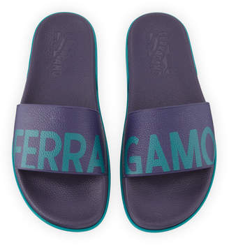 Ferragamo Men's Amos Leather Slide Sandals