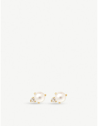 THE ALKEMISTRY Womens Gold Zoë 14ct Yellow-gold Pearl and Diamond Earrings