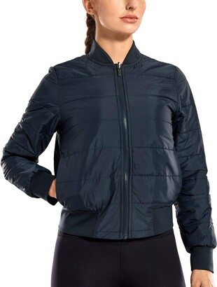 CRZ YOGA Women's Winter Coats Full Zip Lightweight Warm Packable Jacket Outerwear with Pockets True Navy 14