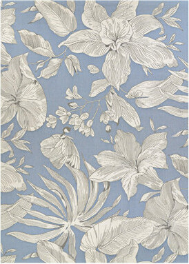 Couristan Rectangle Dolce Floral Machine Woven Flatweave Polyester/Polypropylene Indoor / Outdoor Area Rug in Blue/Gray