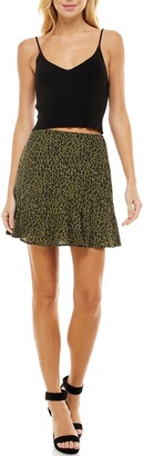 mesh leopard ruffle mini skirt