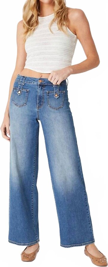 Level 99 Tribecca Sailor Wide Leg Jeans In Daydreamer