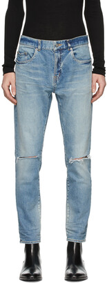 Saint Laurent Blue Distressed Slim Jeans