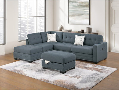 Orren Ellis Living Room L-Shaped Sectional w Ottoman