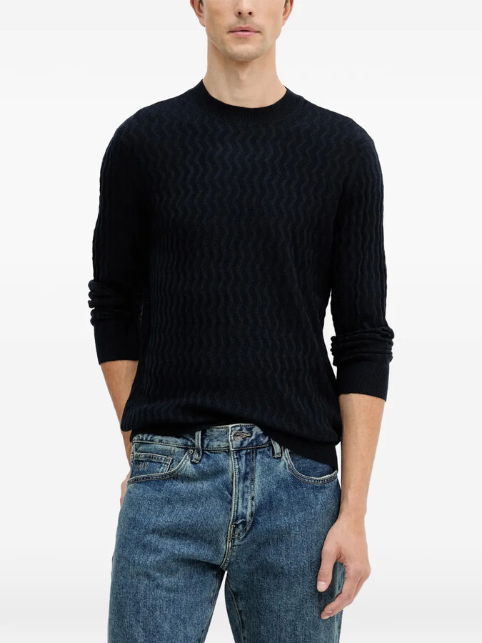 Armani Exchange Patterned Crew Neck Sweater