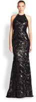 Thumbnail for your product : Badgley Mischka Sequin Halter Gown