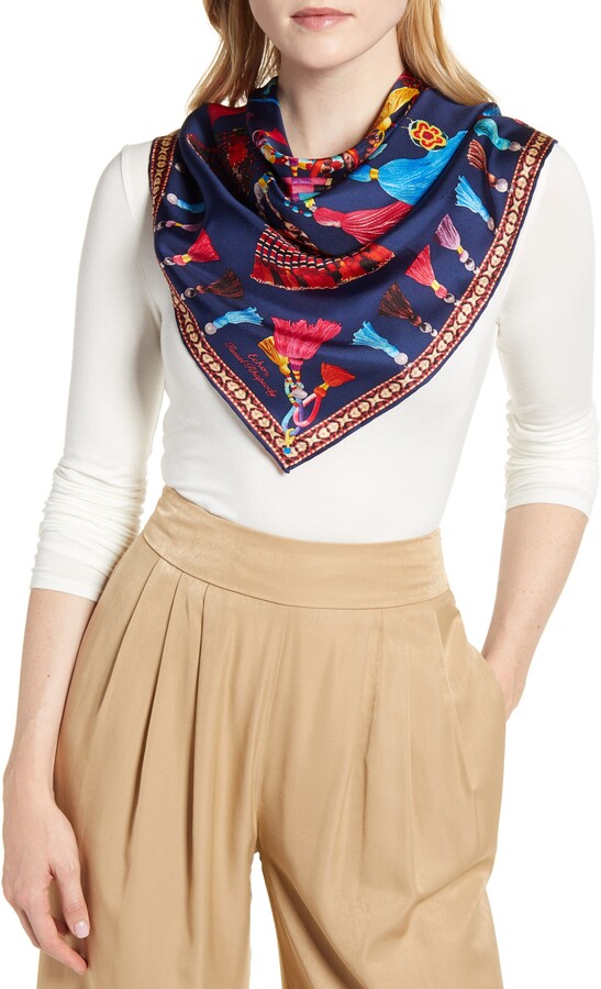 $39  Women's Echo Silk scarf Rectangle  black tan gray  floral  #511