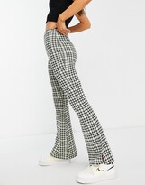 Thumbnail for your product : ASOS DESIGN jersey suit kickflare pants with side split in lime check