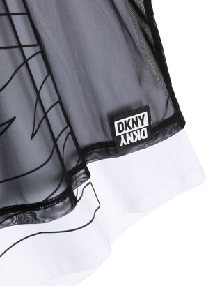 DKNY Mesh Layer Logo-Print Top