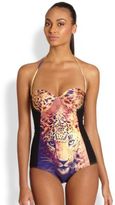 Thumbnail for your product : We Are Handsome Victory One-Piece Cheetah-Print Swimsuit