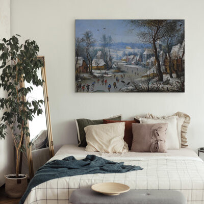 Artgeist USA Winter Landscape with a Bird Trap - Wrapped Canvas Print