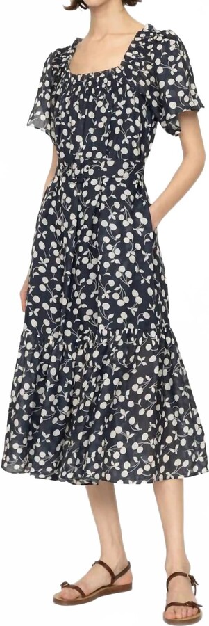 Sea Short Sleeve Midi Dress In Cherie Print