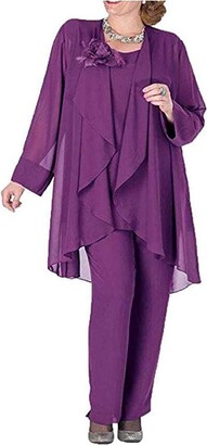 Leader of the Beauty Women's Pant Suits Plus Size 3 Pieces Mother of The  Bride Long Sleeves Wedding Gowns Royal Blue - ShopStyle