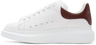 Alexander McQueen White and Burgundy Oversized Sneakers