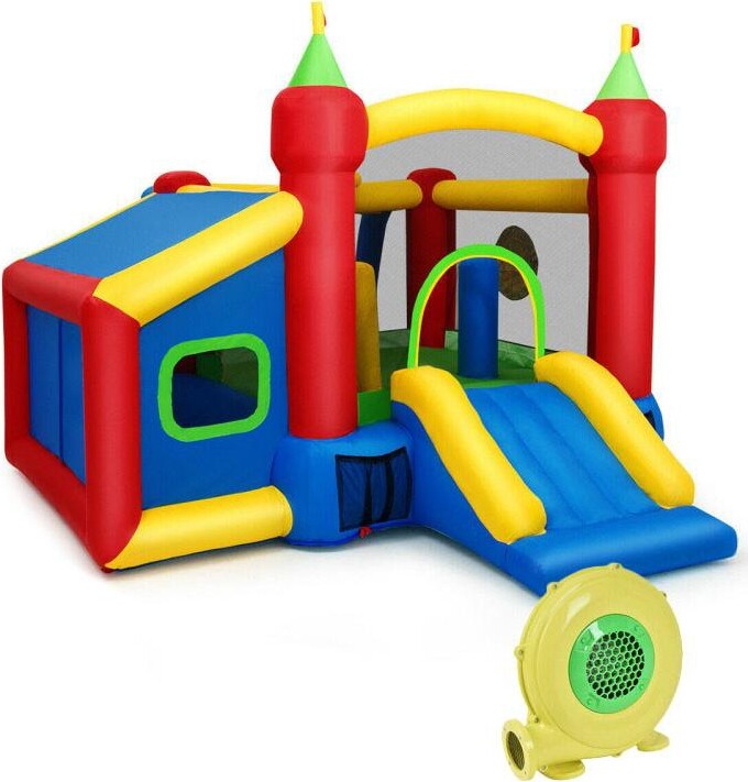 Mecale 7-in-1 Kids Inflatable Bounce House with Ocean Balls and 480W Blower