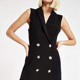 Thumbnail for your product : River Island Black pearl button frill hem bodycon dress