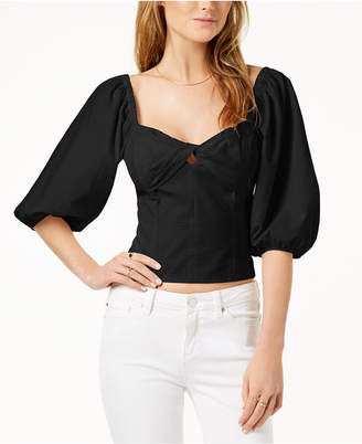 1 STATE Cropped Puffed-Sleeve Top