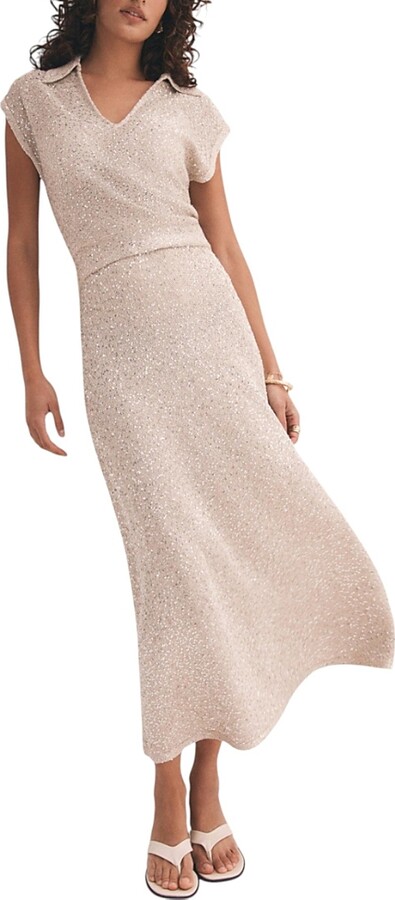 Mint Velvet Women's Neutral Sequin Midi Dress