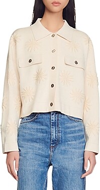 Sandro Spring Floral Embroidered Cardigan