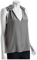 Thumbnail for your product : Geren Ford grey silk pleat detail v-neck top