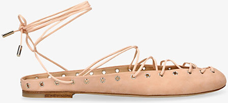Chloé Womens Pale Pink Ghillies Leather Ballerina Flats Eur 39.5 / 6.5 Uk Women